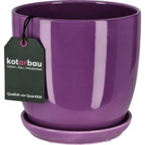 Doniczka ceramiczna KOTARBAU z podstawką fioletowa 16 cm 1 szt.