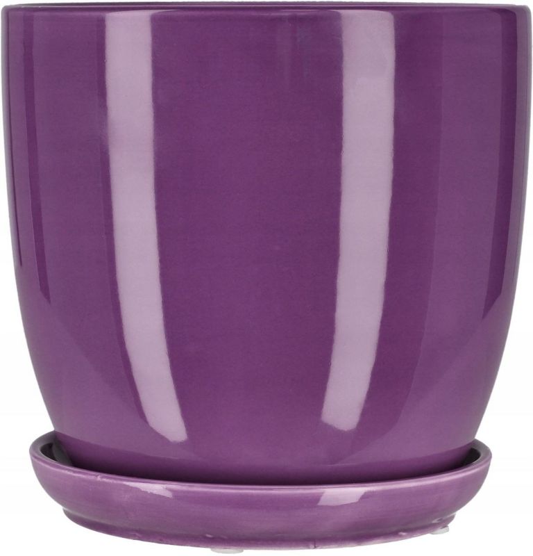 Doniczka ceramiczna KOTARBAU z podstawką fioletowa 16 cm 1 szt.