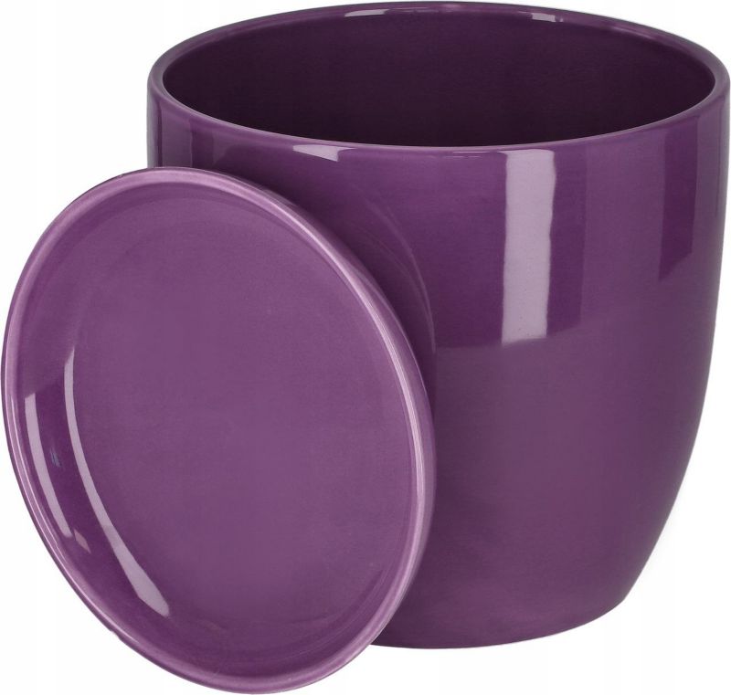Doniczka ceramiczna KOTARBAU z podstawką fioletowa 16 cm 2 szt.