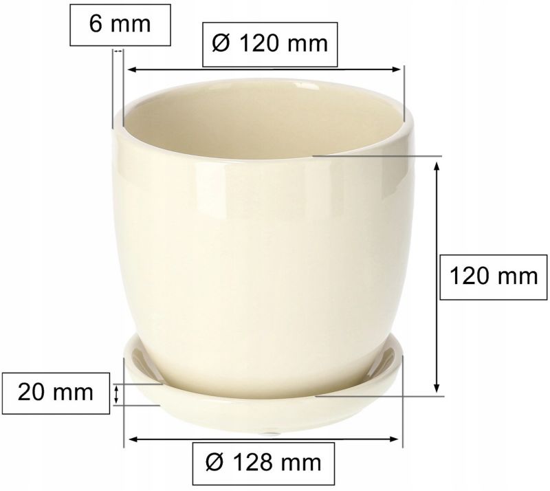 Doniczka ceramiczna KOTARBAU z podstawką kremowa 13 cm 2 szt.