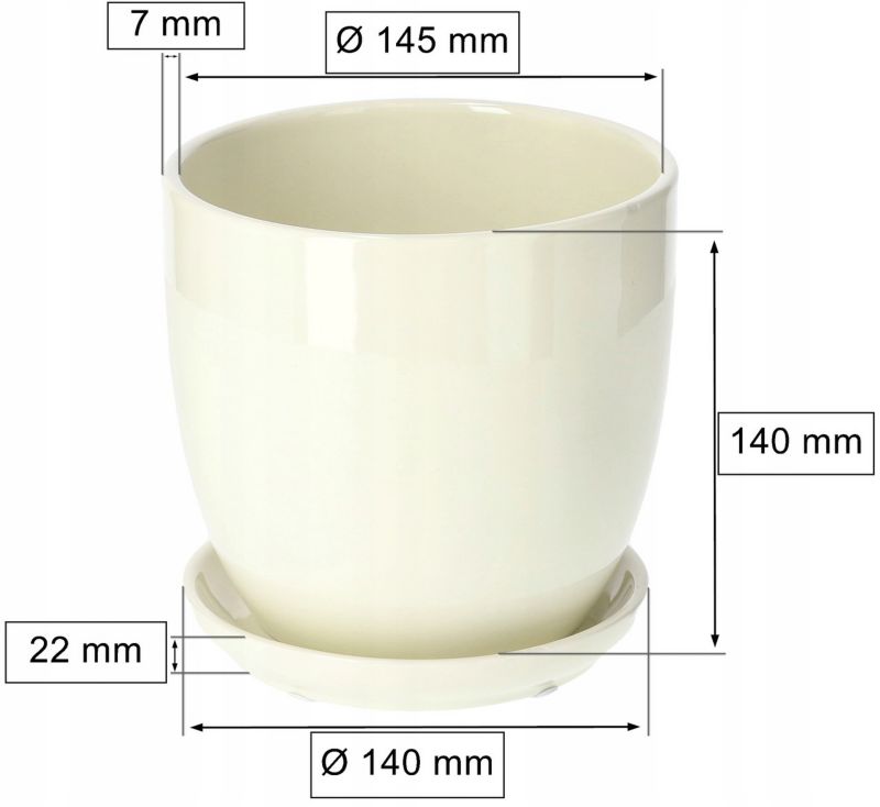Doniczka ceramiczna KOTARBAU z podstawką kremowa 15 cm 2 szt.