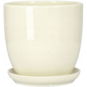 Doniczka ceramiczna KOTARBAU z podstawką kremowa 20 cm 1 szt.