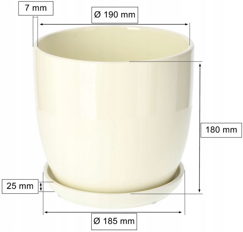 Doniczka ceramiczna KOTARBAU z podstawką kremowa 20 cm 1 szt.