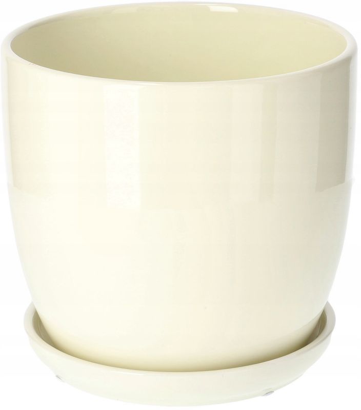 Doniczka ceramiczna KOTARBAU z podstawką kremowa 20 cm 1 szt.