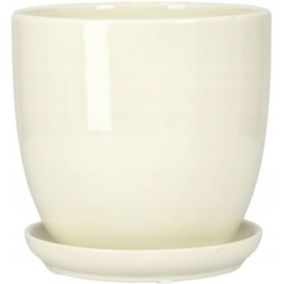 Doniczka ceramiczna KOTARBAU z podstawką kremowy 17 cm 1 szt.