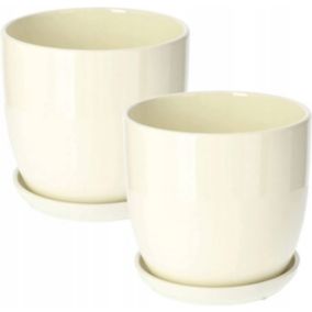 Doniczka ceramiczna KOTARBAU z podstawką kremowy 17 cm 2 szt.