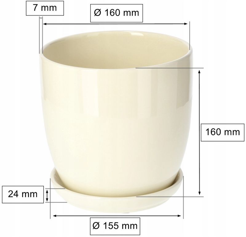 Doniczka ceramiczna KOTARBAU z podstawką kremowy 17 cm 2 szt.