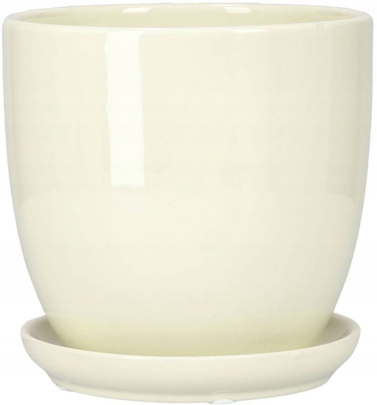 Doniczka ceramiczna KOTARBAU z podstawką kremowy 17 cm 2 szt.