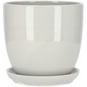 Doniczka ceramiczna KOTARBAU z podstawką szara 13 cm 1 szt.