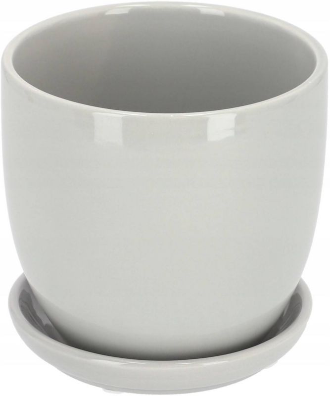 Doniczka ceramiczna KOTARBAU z podstawką szara 13 cm 1 szt.