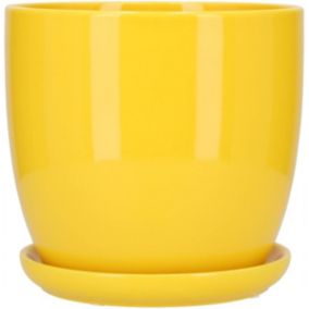 Doniczka ceramiczna KOTARBAU z podstawką żółta 15 cm 1 szt.