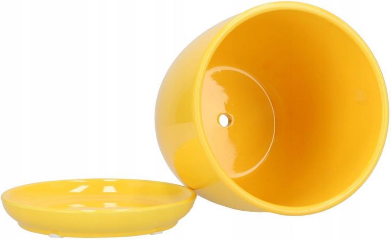 Doniczka ceramiczna KOTARBAU z podstawką żółta 15 cm 1 szt.