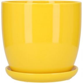 Doniczka ceramiczna KOTARBAU z podstawką żółta 17 cm 1 szt.