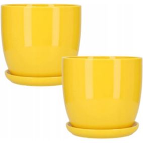 Doniczka ceramiczna KOTARBAU z podstawką żółta 17 cm 2 szt.
