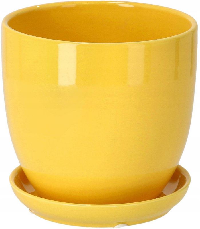 Doniczka ceramiczna KOTARBAU z podstawką żółta 17 cm 2 szt.