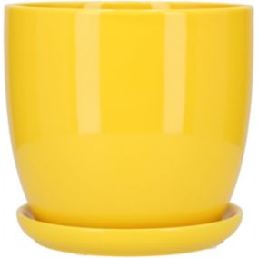 Doniczka ceramiczna KOTARBAU z podstawką żółta 20 cm 1 szt.