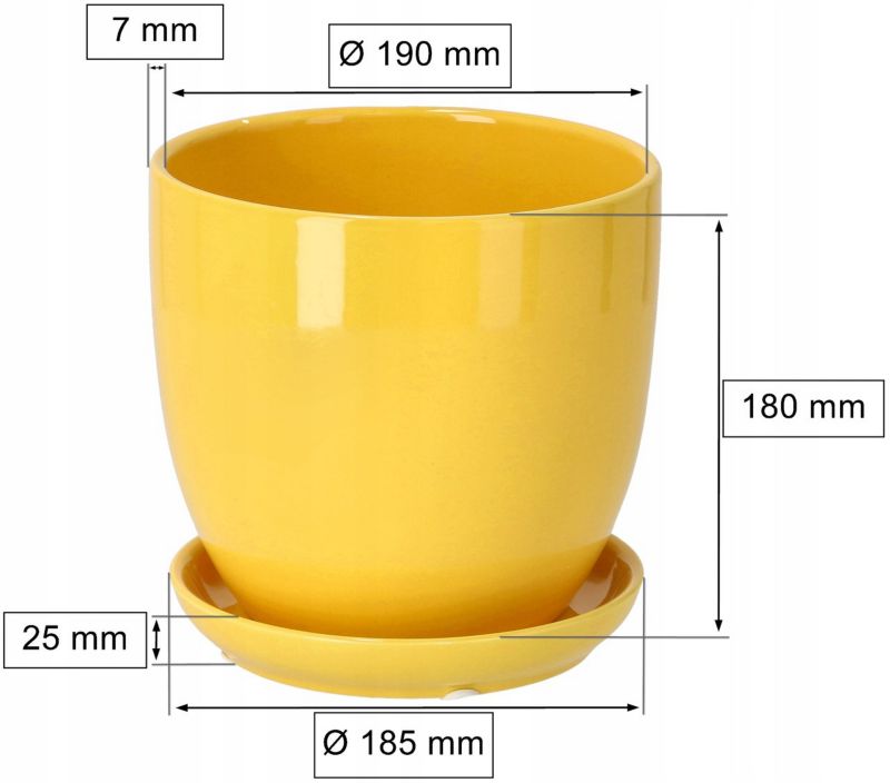 Doniczka ceramiczna KOTARBAU z podstawką żółta 20 cm 1 szt.
