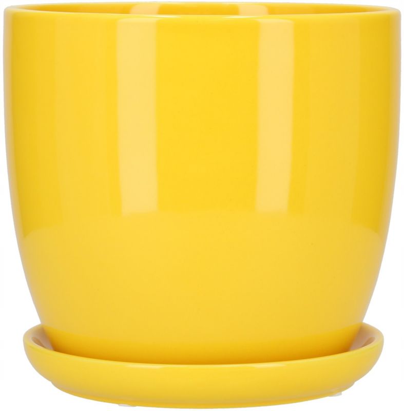 Doniczka ceramiczna KOTARBAU z podstawką żółta 20 cm 2 szt.