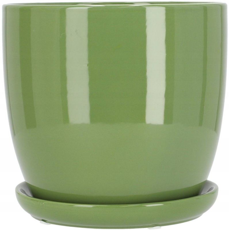 Doniczka ceramiczna KOTARBAU z podstawką zielona 15 cm 1 szt.