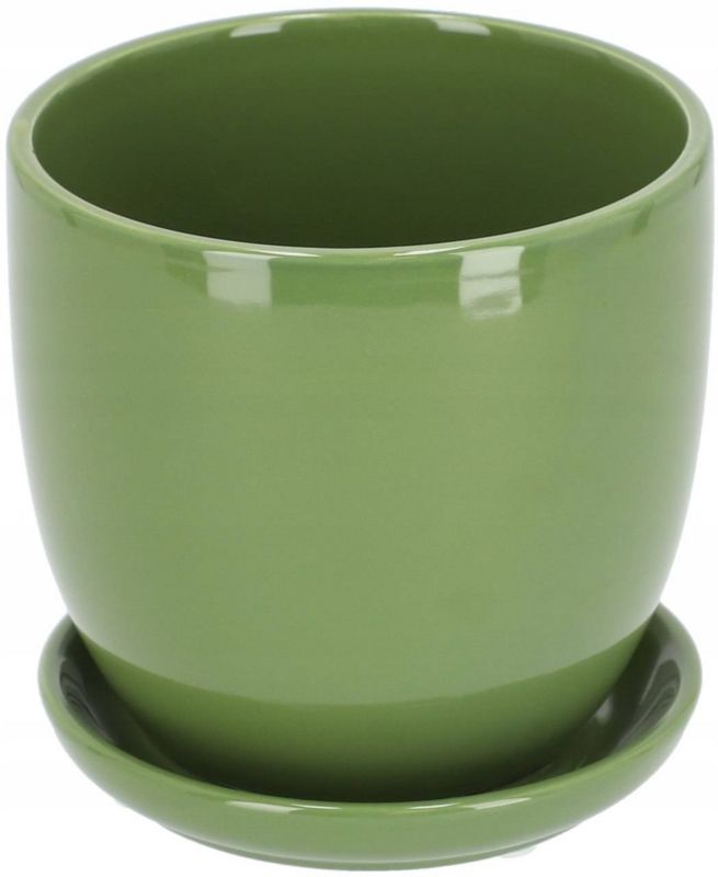 Doniczka ceramiczna KOTARBAU z podstawką zielona 15 cm 2 szt.