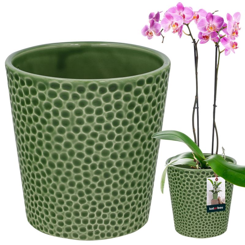Doniczka ceramiczna KOTARBAU zielona 9,5 cm 1 szt.