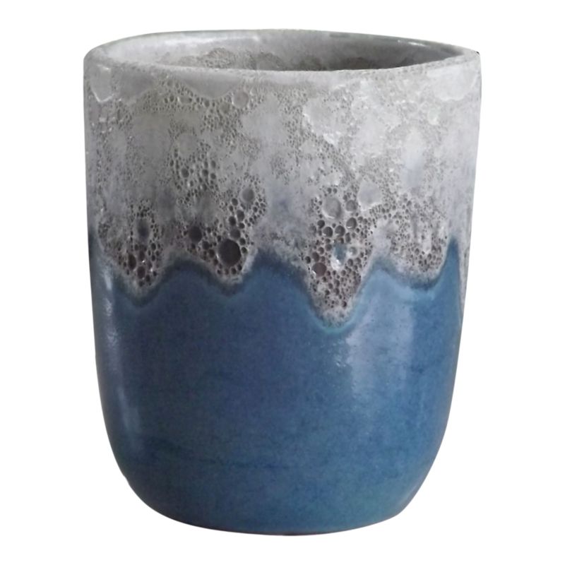 Doniczka ceramiczna mała 21 cm niebieska