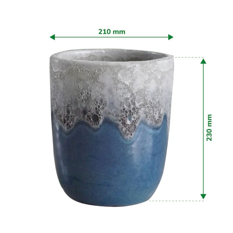 Doniczka ceramiczna mała 21 cm niebieska