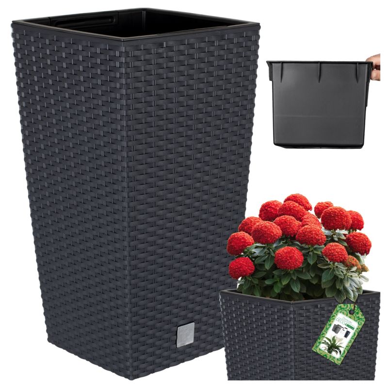 Doniczka Deco4Home Rattan donica antracyt 32,5cm 1 szt.