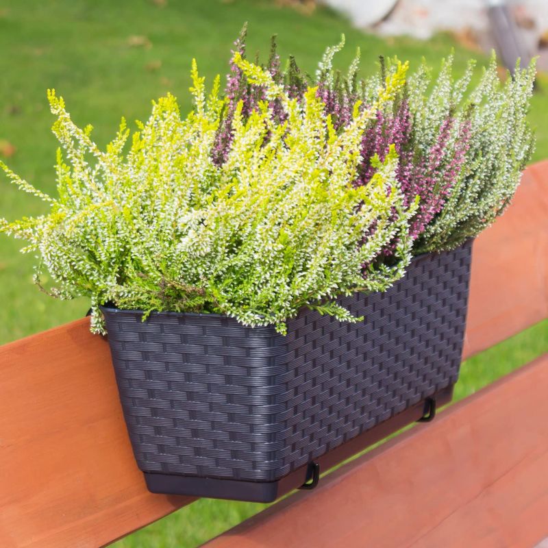 Doniczka Deco4Home Rattan skrzynka balkonowa antracyt 49cm 1 szt.