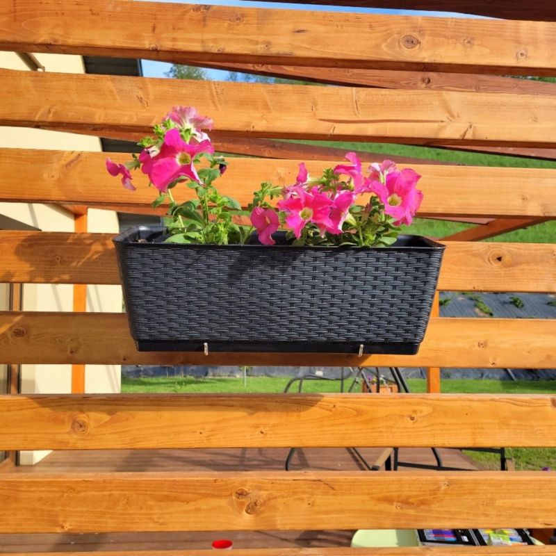 Doniczka Deco4Home Rattan skrzynka balkonowa antracyt 49cm 1 szt.
