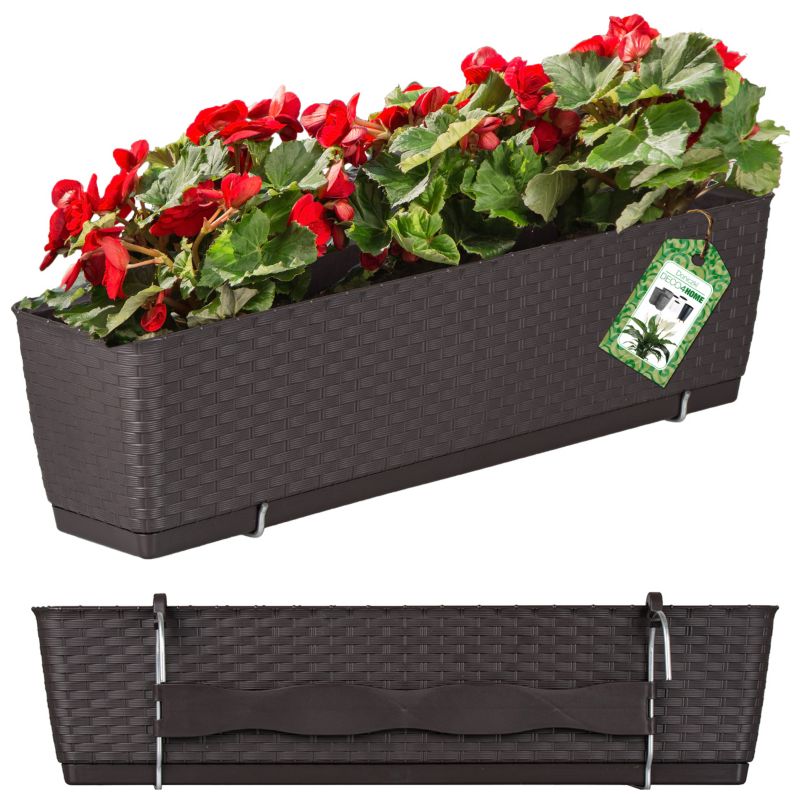 Doniczka Deco4Home Rattan skrzynka balkonowa brązowa 38,5cm 1 szt.