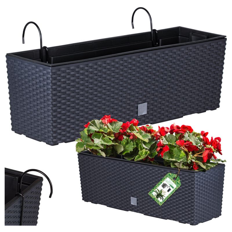 Doniczka Deco4Home Rattan skrzynka balkonowa matowa antracyt 58cm 1 szt.