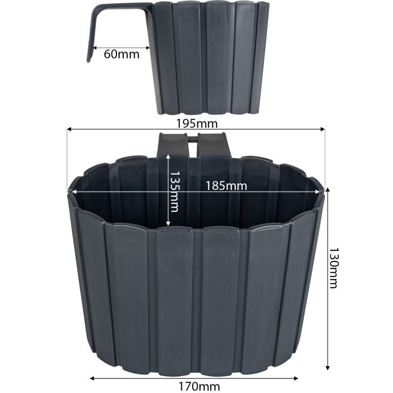 Doniczka Deco4Home skrzynka balkonowa antracyt 19,5cm 1 szt.