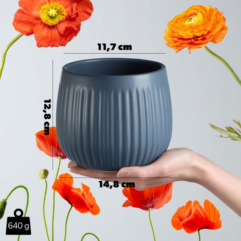 Doniczka KADAX Ceramiczna 14cm Osłonka Granatowa 1szt.
