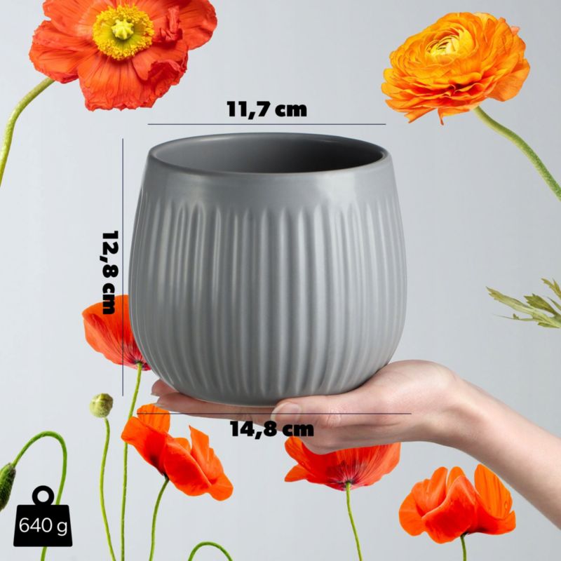 Doniczka KADAX Ceramiczna 14cm Osłonka szara 1szt.