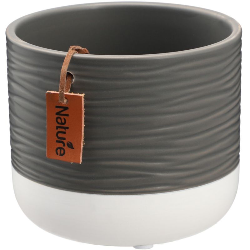 Doniczka KADAX Ceramiczna 14cm Osłonka szara Biała 1szt.