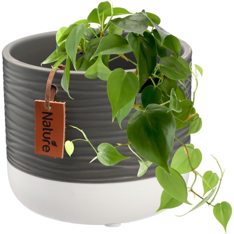 Doniczka KADAX Ceramiczna 14cm Osłonka szara Biała 1szt.