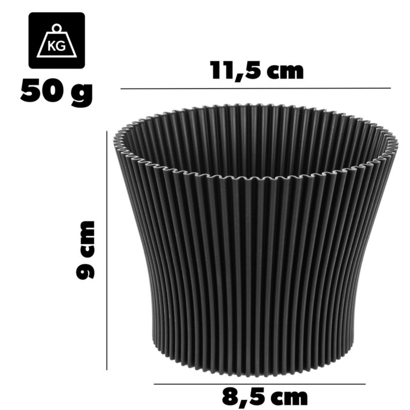 Doniczka KADAX Donica Na Kwiaty 11cm Osłonka Rośliny Kwietnik Plastikowa Czarna 1 szt.