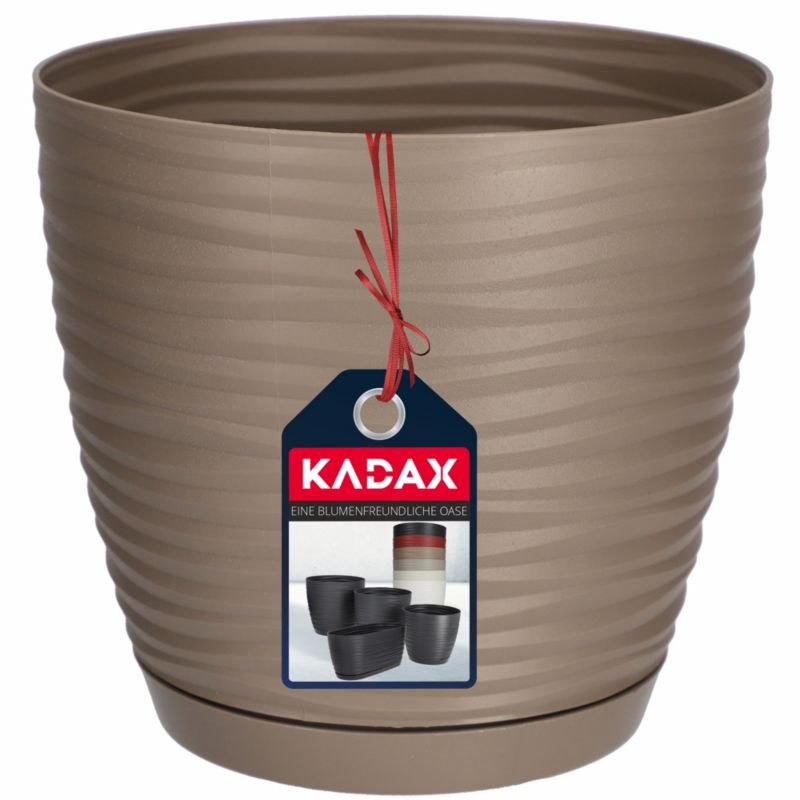 Doniczka KADAX Donica Na Kwiaty 13cm Osłonka Okrągła Kwietnik Plastikowa Beżowa 1 szt.