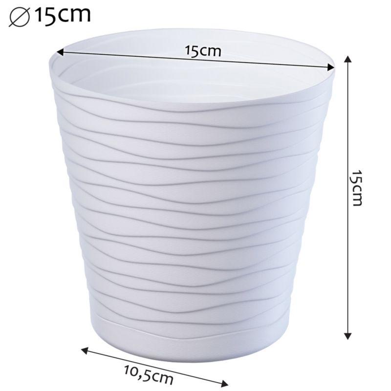 Doniczka KADAX Donica Na Kwiaty 15 cm Osłonka Z Podstawką Kwietnik Plastikowa 1 szt.