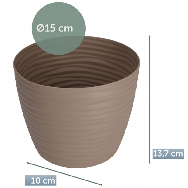 Doniczka KADAX Donica Na Kwiaty 15cm Osłonka Okrągła Kwietnik Plastikowa Beżowa 1 szt.