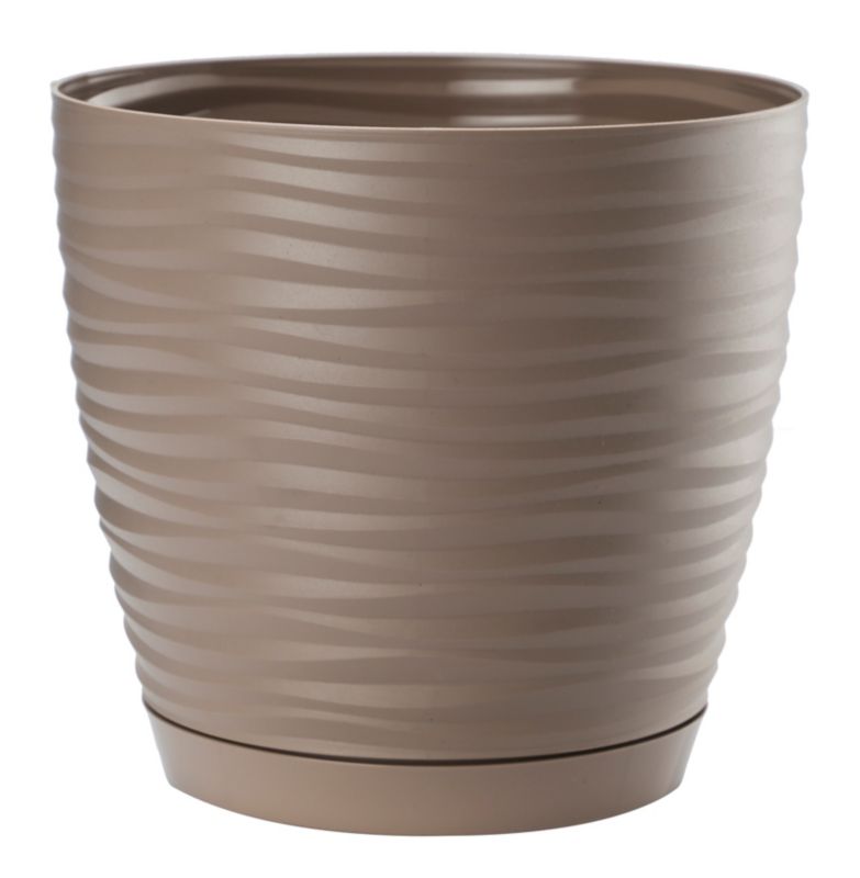 Doniczka KADAX Donica Na Kwiaty 15cm Osłonka Okrągła Kwietnik Plastikowa Beżowa 1 szt.