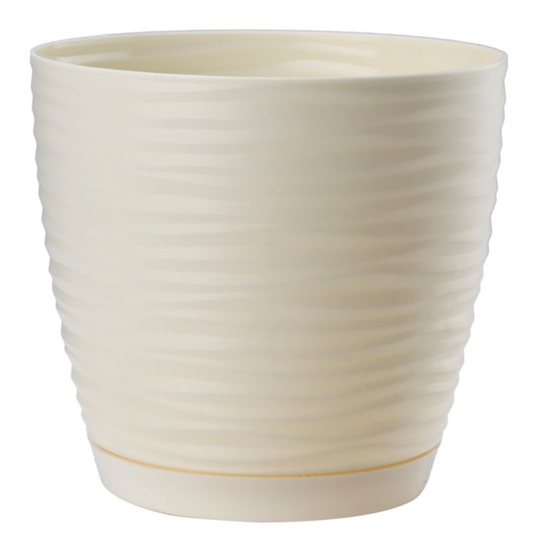 Doniczka KADAX Donica Na Kwiaty 15cm Osłonka Okrągła Kwietnik Plastikowa Kremowy 1 szt.