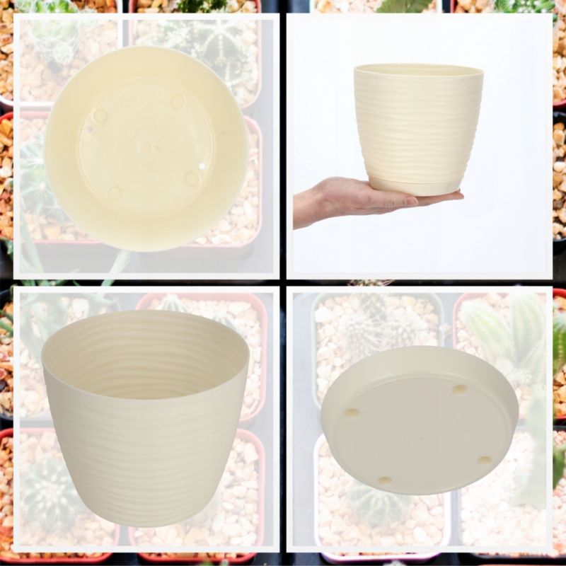 Doniczka KADAX Donica Na Kwiaty 15cm Osłonka Okrągła Kwietnik Plastikowa Kremowy 1 szt.