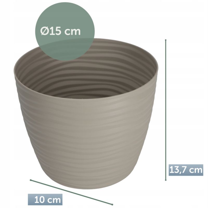 Doniczka KADAX Donica Na Kwiaty 15cm Osłonka Okrągła Kwietnik Plastikowa szara 1 szt.