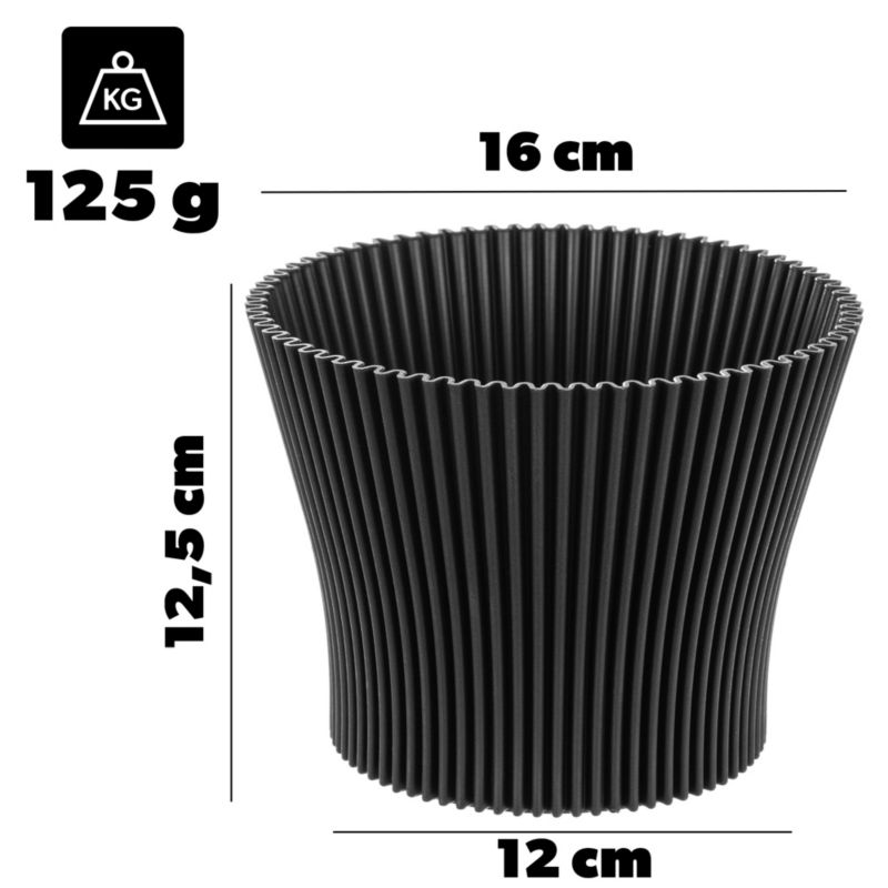 Doniczka KADAX Donica Na Kwiaty 15cm Osłonka Rośliny Kwietnik Plastikowa Czarna 1 szt.