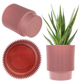 Doniczka KADAX Donica Na Kwiaty 15cm Osłonka Rośliny Kwietnik Plastikowa Różowy 1 szt.