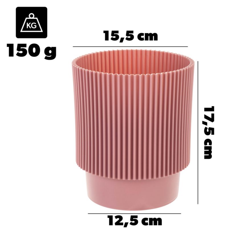 Doniczka KADAX Donica Na Kwiaty 15cm Osłonka Rośliny Kwietnik Plastikowa Różowy 1 szt.
