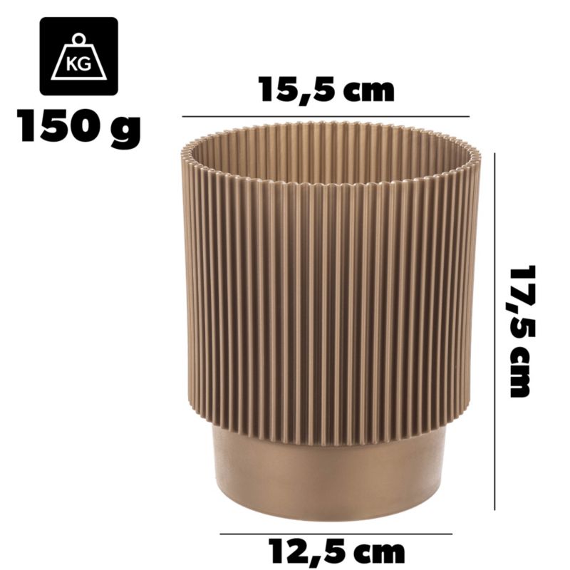 Doniczka KADAX Donica Na Kwiaty 15cm Osłonka Rośliny Kwietnik Plastikowa Złoty 1 szt.