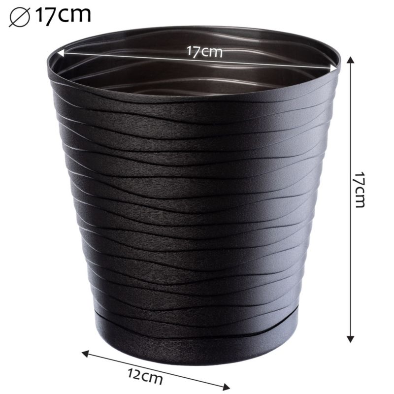 Doniczka KADAX Donica Na Kwiaty 17 cm Osłonka Z Podstawką Kwietnik Plastikowa 1 szt.